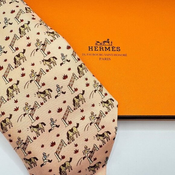 Hermés Paris Other - Hermés Paris Men's Print Horse and Hurdler Tie 100% Silk NWT